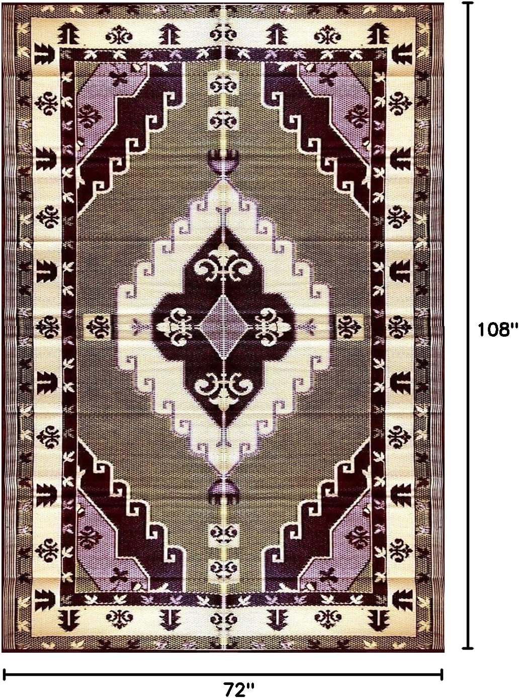 Outdoor Rug - 6x9 Yellow, Chocolate, reversible Recycled Plastic straw Outdoor Patio Rugs Clearance Waterproof Large RV Camper Rug 171