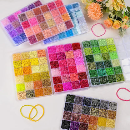 3mm Glass Seed Beads for Bracelets Making, 24 Colors 10000pcs Friendship Bracelet Making Kit, Small Glass Beads for Jewelry Making (Mix 24 Color, Yellow)