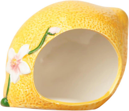 Ceramic Hamster House,Small Animal Hideout Nest Cute Habitat Cave Hut Cage Lemon Shape for Small Animal Chinchilla Hamster, Small