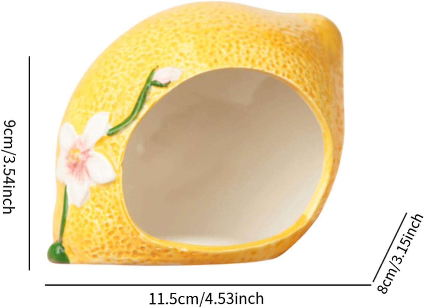 Ceramic Hamster House,Small Animal Hideout Nest Cute Habitat Cave Hut Cage Lemon Shape for Small Animal Chinchilla Hamster, Small
