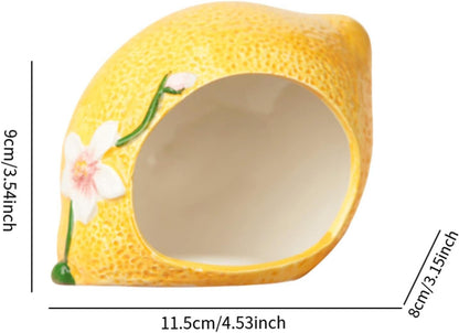 Ceramic Hamster House,Small Animal Hideout Nest Cute Habitat Cave Hut Cage Lemon Shape for Small Animal Chinchilla Hamster, Small