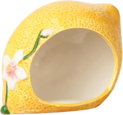 Ceramic Hamster House,Small Animal Hideout Nest Cute Habitat Cave Hut Cage Lemon Shape for Small Animal Chinchilla Hamster, Small