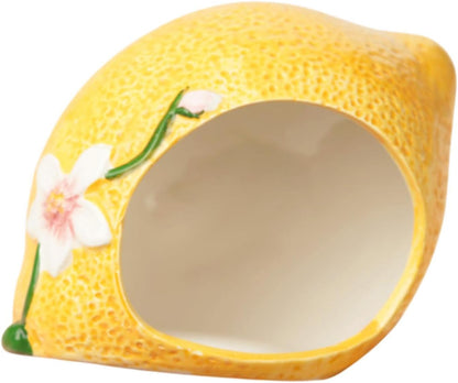 Ceramic Hamster House,Small Animal Hideout Nest Cute Habitat Cave Hut Cage Lemon Shape for Small Animal Chinchilla Hamster, Small