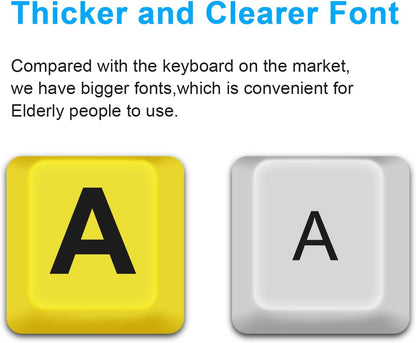 Large Print Computer Keyboard, Wired USB High Contrast Keyboard with Oversized Print Letters for Visually Impaired Low Vision Individuals (Yellow+Black)