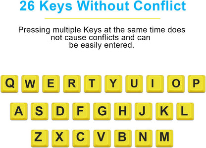 Large Print Computer Keyboard, Wired USB High Contrast Keyboard with Oversized Print Letters for Visually Impaired Low Vision Individuals (Yellow+Black)