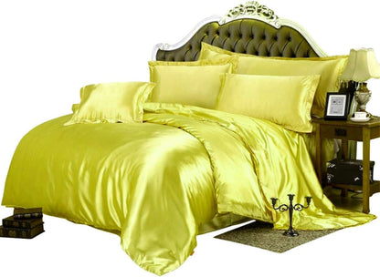 Queen Comforter Silk Satin Yellow 400 GSM 1 Piece Queen Size Comforter for Queen Size Bed
