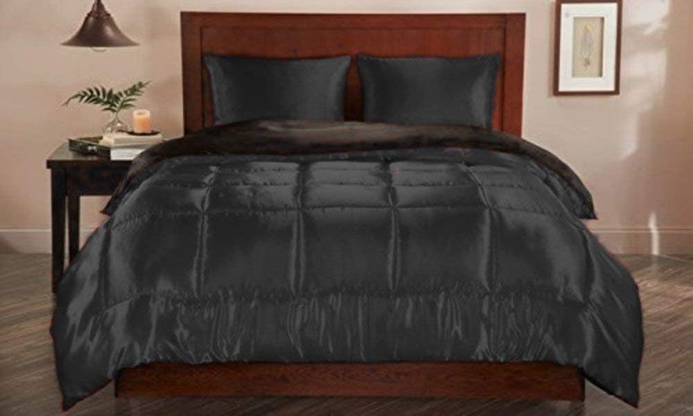 Queen Comforter Silk Satin Yellow 400 GSM 1 Piece Queen Size Comforter for Queen Size Bed