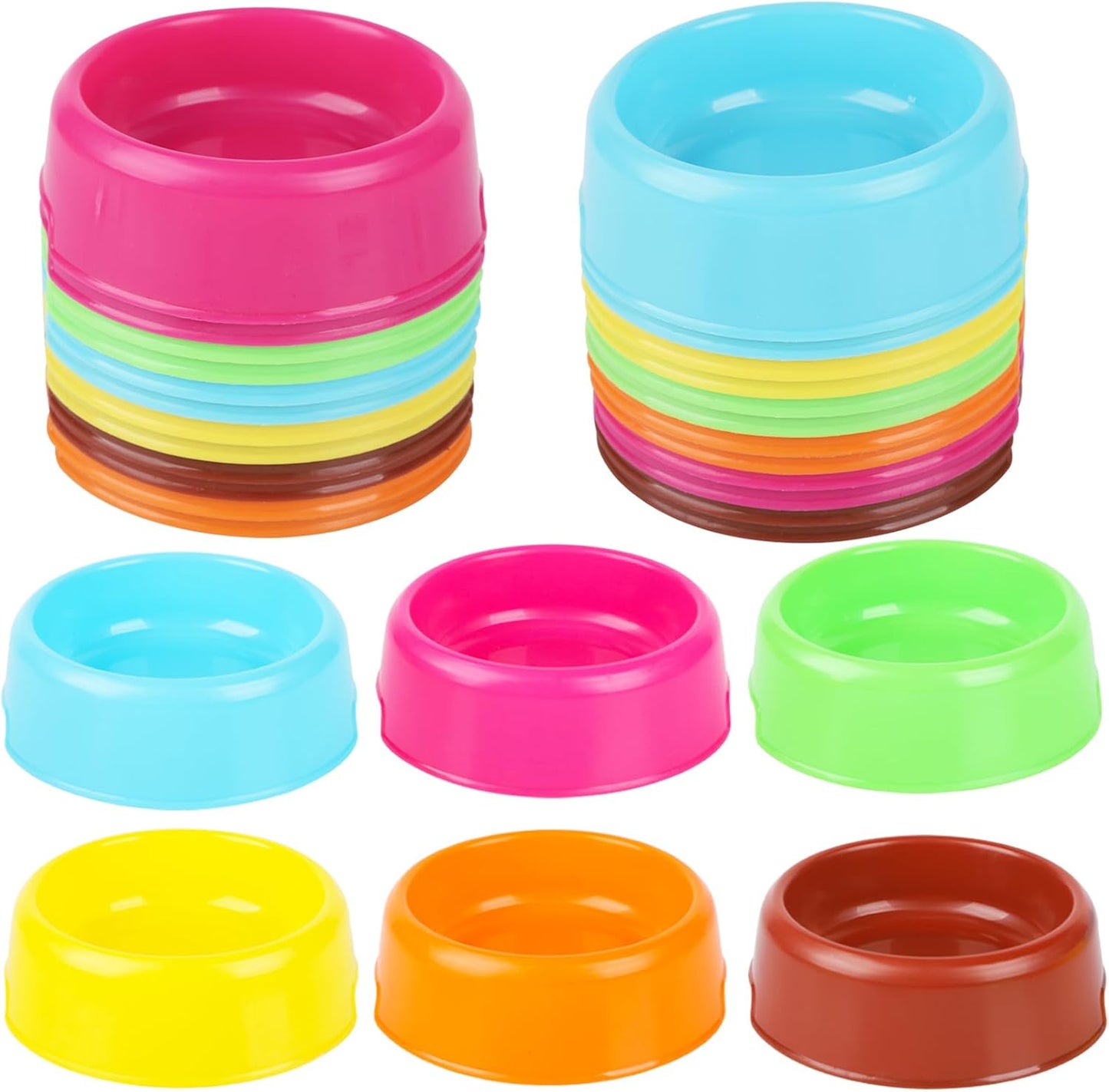 18 Pcs Reusable Plastic Pet Bowls, 6 Colors Dog and Cat Feeding Dishes | Candy Color Bowls For Food And Water, Pet Feeding, Puppy Parties, Party Favors And Everyday Use