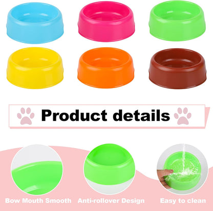 18 Pcs Reusable Plastic Pet Bowls, 6 Colors Dog and Cat Feeding Dishes | Candy Color Bowls For Food And Water, Pet Feeding, Puppy Parties, Party Favors And Everyday Use