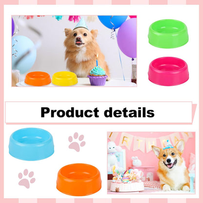 18 Pcs Reusable Plastic Pet Bowls, 6 Colors Dog and Cat Feeding Dishes | Candy Color Bowls For Food And Water, Pet Feeding, Puppy Parties, Party Favors And Everyday Use