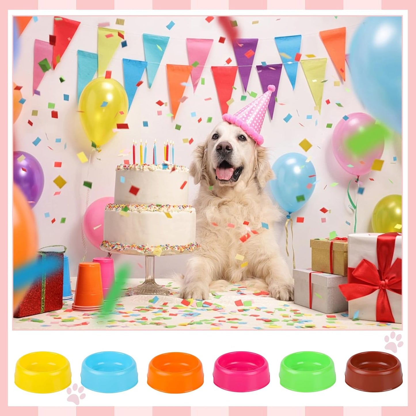 18 Pcs Reusable Plastic Pet Bowls, 6 Colors Dog and Cat Feeding Dishes | Candy Color Bowls For Food And Water, Pet Feeding, Puppy Parties, Party Favors And Everyday Use