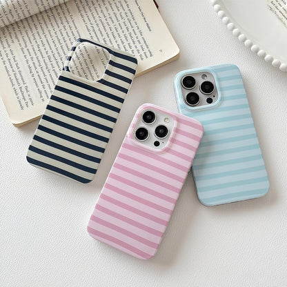 Cute Vertical Striped Case for iPhone 15,Light Blue | Raised Edge Protection/Soft Anti-Scratch Back/Slim and Glossy/Fashion Simple Pattern Phone Cover for Women Girls