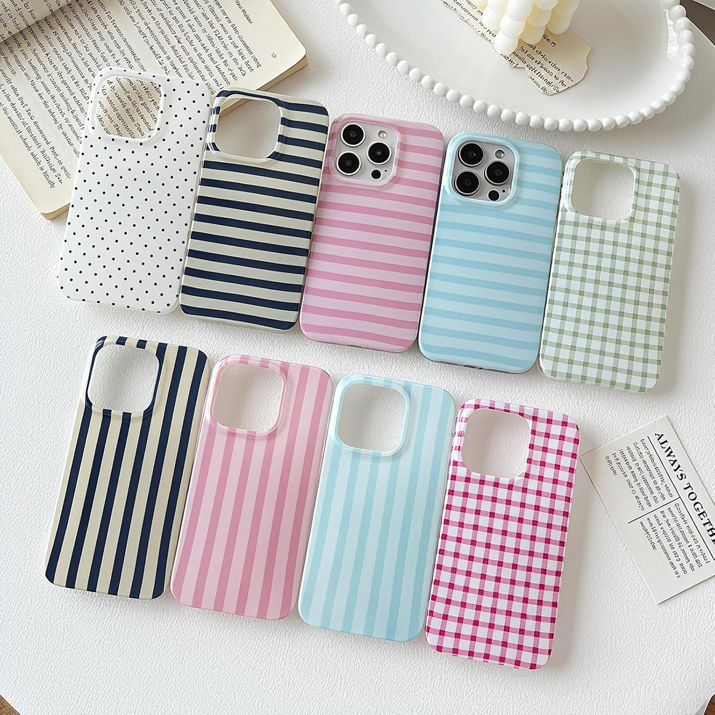 Cute Vertical Striped Case for iPhone 15,Light Blue | Raised Edge Protection/Soft Anti-Scratch Back/Slim and Glossy/Fashion Simple Pattern Phone Cover for Women Girls