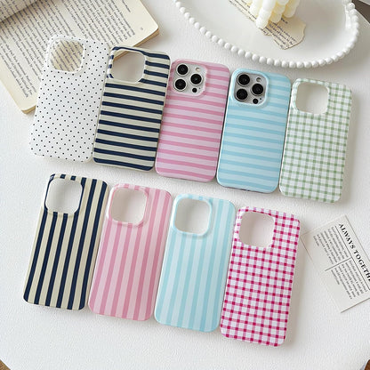 Cute Vertical Striped Case for iPhone 15,Light Blue | Raised Edge Protection/Soft Anti-Scratch Back/Slim and Glossy/Fashion Simple Pattern Phone Cover for Women Girls