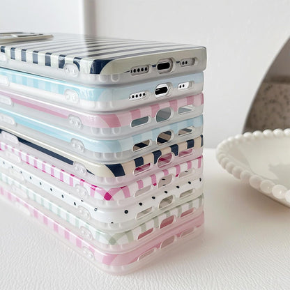 Cute Vertical Striped Case for iPhone 15,Light Blue | Raised Edge Protection/Soft Anti-Scratch Back/Slim and Glossy/Fashion Simple Pattern Phone Cover for Women Girls