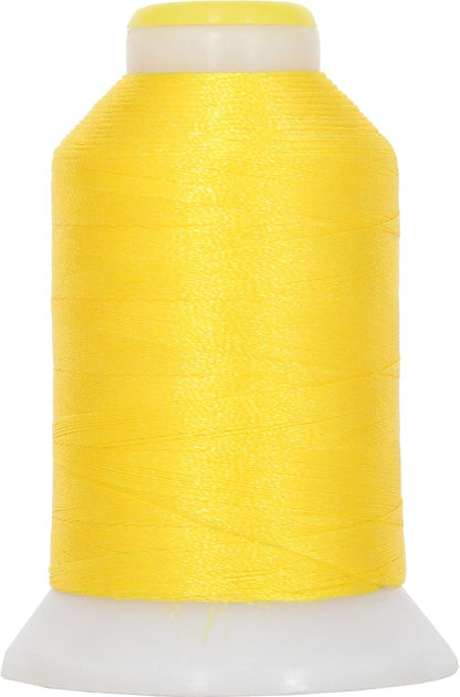 60wt Embroidery Bobbin Thread, 1000M, Yellow | Lightweight bobbin thread for machine embroidery and sewing. Smooth 60wt thread helps designs stitch cleanly.