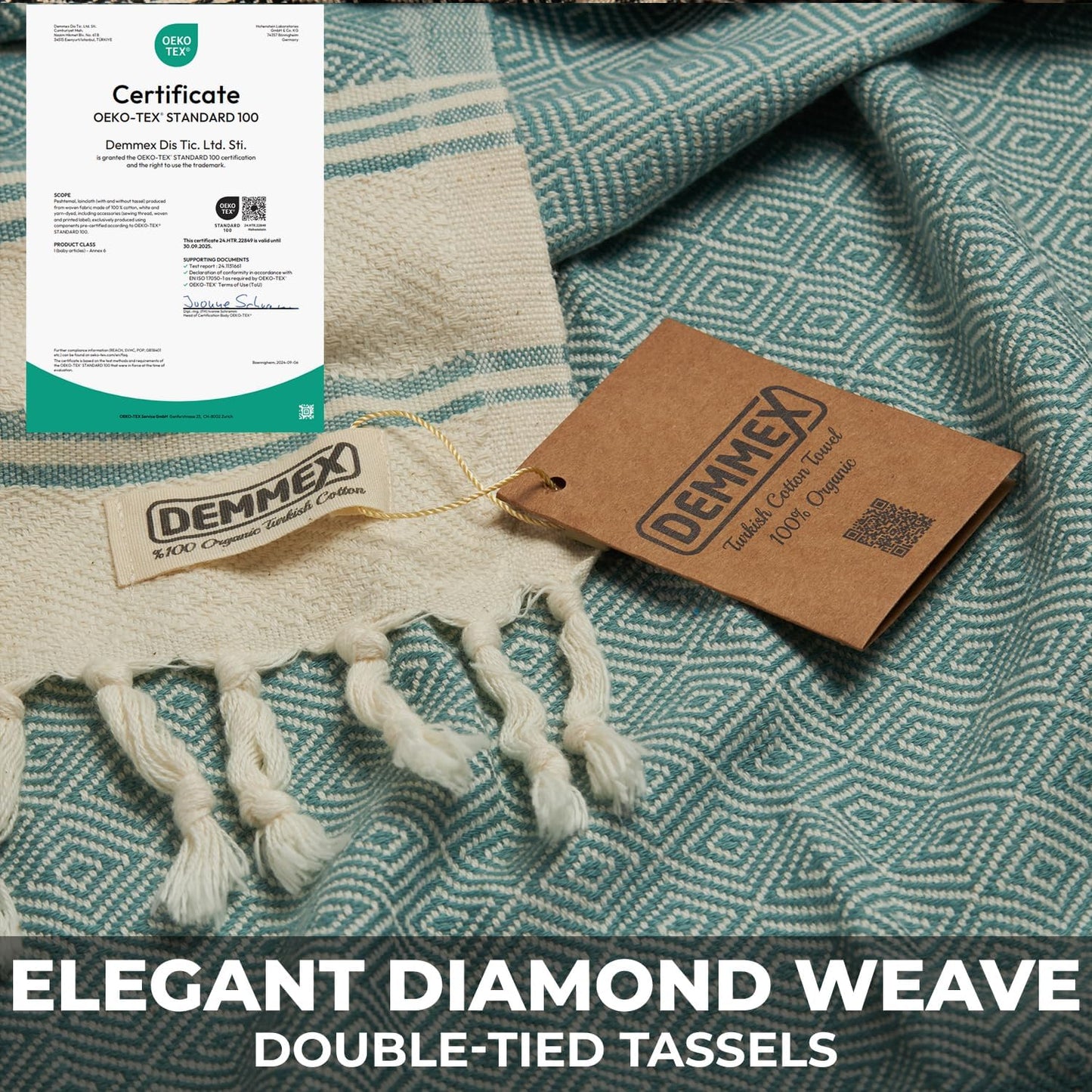 Organic Diamond Turkish Bath & Beach Towel | 100% Oeko-TEX Certified Turkish Cotton, Ultra-Soft, Quick-Dry, Lightweight, Oversized Luxury Peshtemal Towel, Prewashed, 71" x36, Butter Yellow