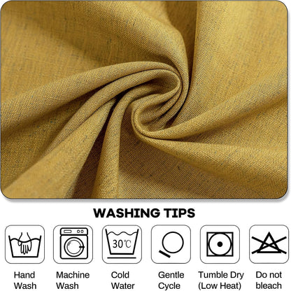 AmHoo Linen Blend Tablecloth Table Cloth 280 GSM Stitching Tassel Rectangle Decorative Natural Table Cover for Kitchen Dinning Wedding Buffet 55×86 inch Primrose Yellow