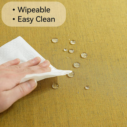 AmHoo Linen Blend Tablecloth Table Cloth 280 GSM Stitching Tassel Rectangle Decorative Natural Table Cover for Kitchen Dinning Wedding Buffet 55×86 inch Primrose Yellow