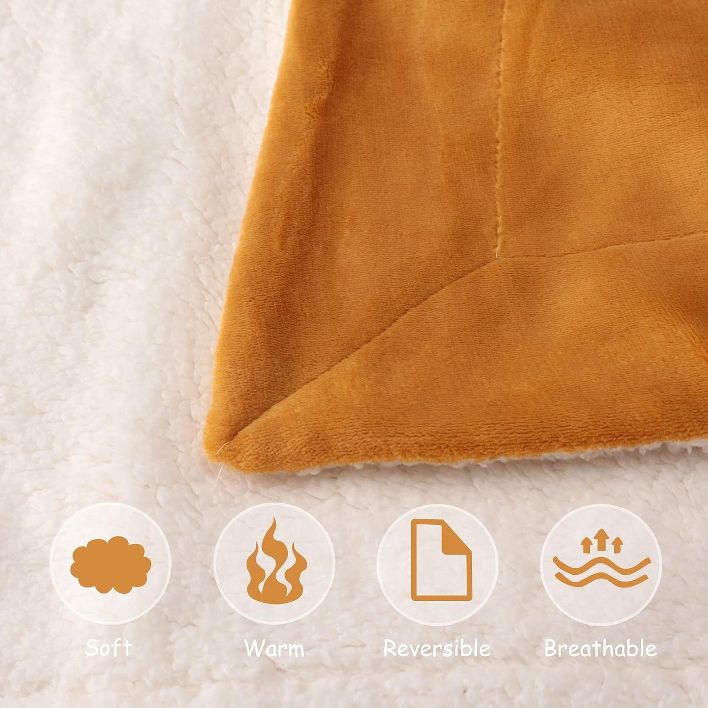 Baby Sherpa Blanket,Warm Toddler Throw Blanket,Soft Newborn Fleece Blanket for Winter(Ginger Yellow,30x40 inches)