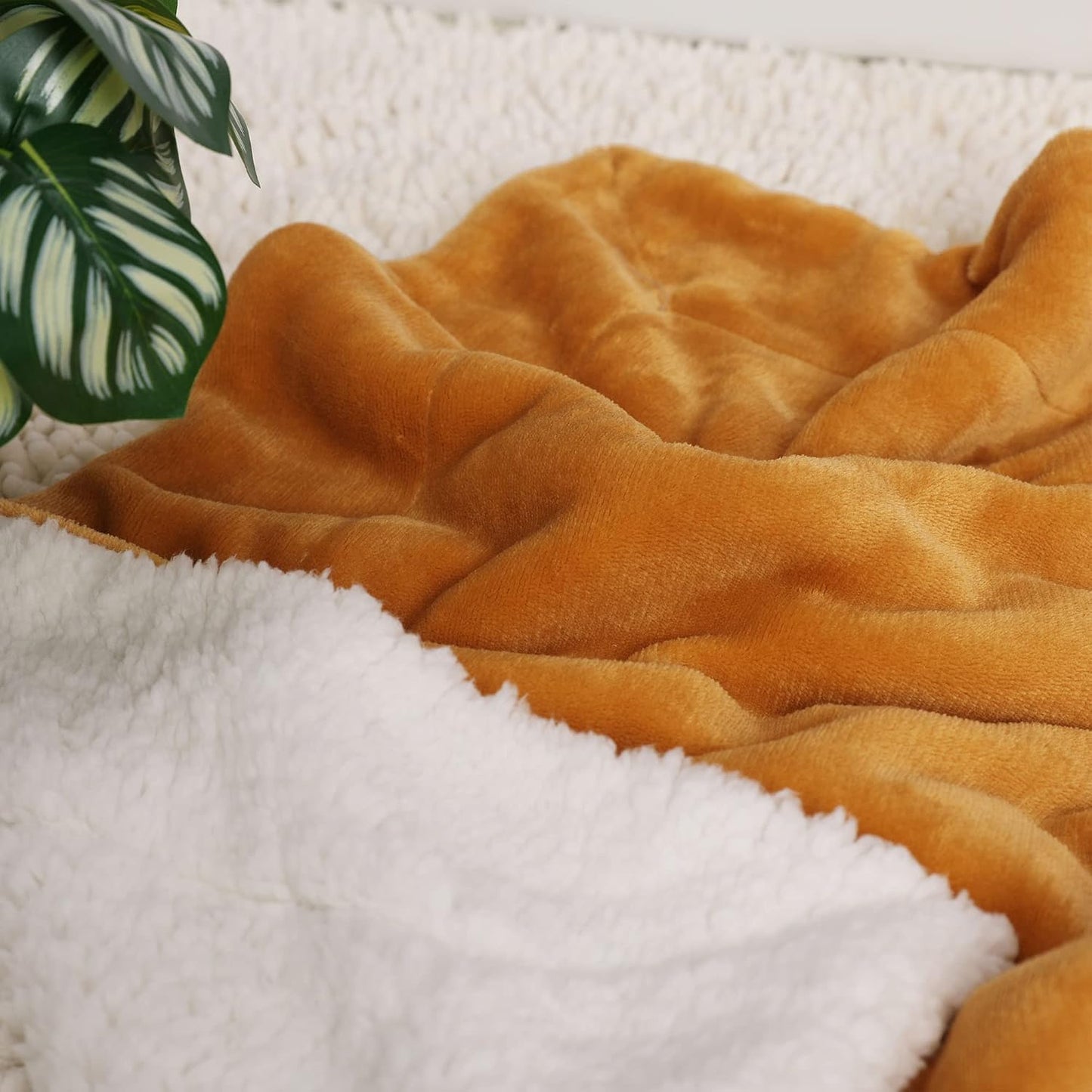 Baby Sherpa Blanket,Warm Toddler Throw Blanket,Soft Newborn Fleece Blanket for Winter(Ginger Yellow,30x40 inches)