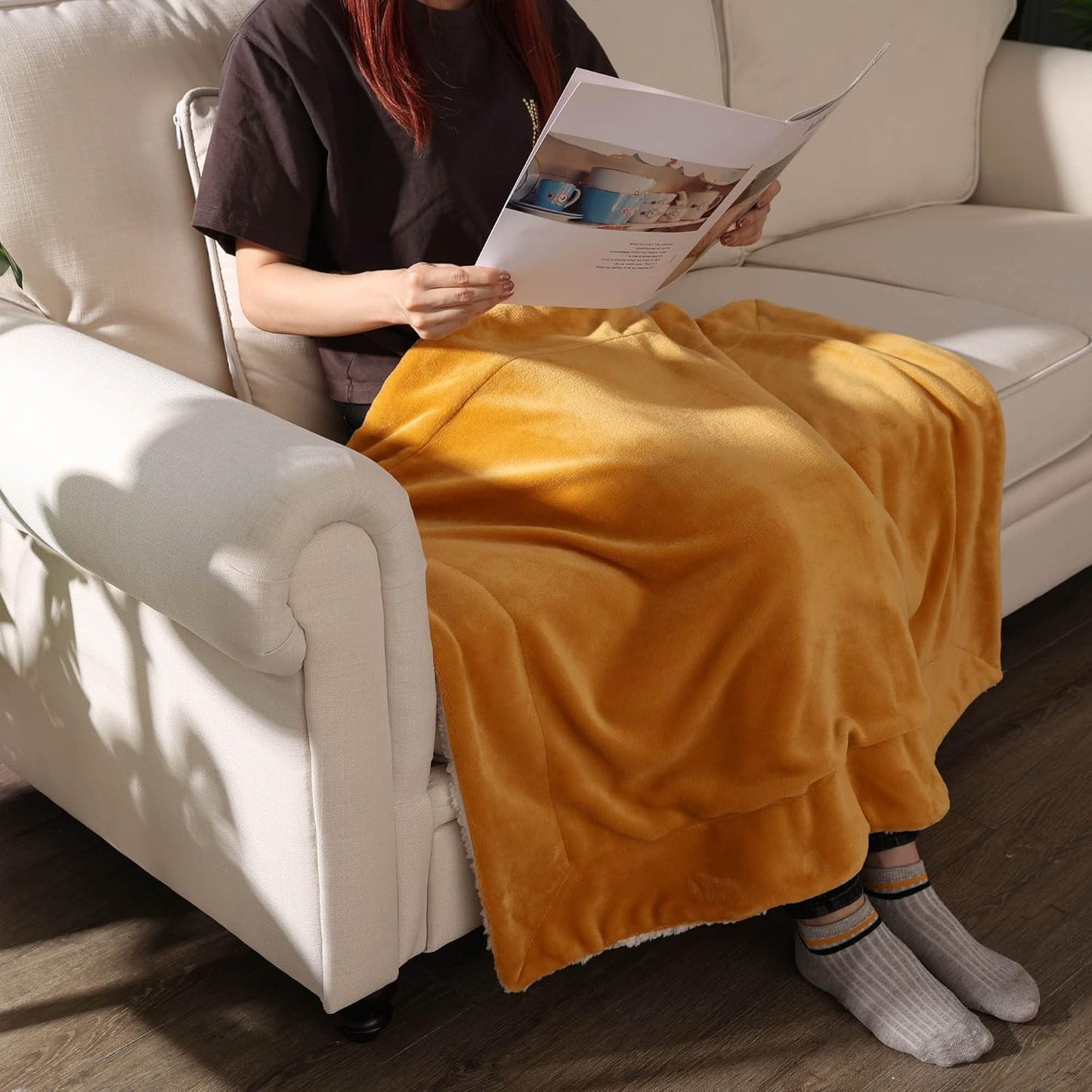 Baby Sherpa Blanket,Warm Toddler Throw Blanket,Soft Newborn Fleece Blanket for Winter(Ginger Yellow,30x40 inches)