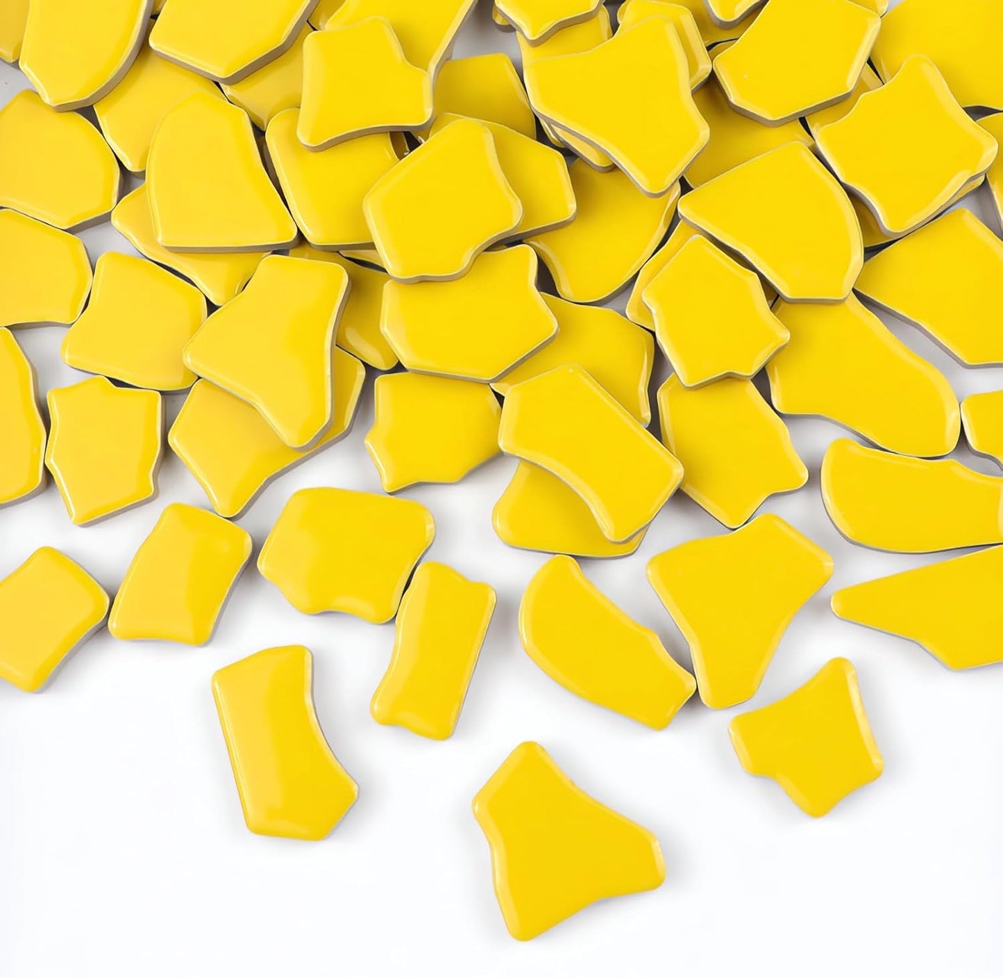 0.99 lb Glue Down Irregular Ceramics Mosaic Tile Adult Children Handmade Ceramics Craft for Outdoor Bathroom Kitchen Home Decoration DIY Art Projects(Yellow)
