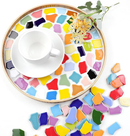 0.99 lb Glue Down Irregular Ceramics Mosaic Tile Adult Children Handmade Ceramics Craft for Outdoor Bathroom Kitchen Home Decoration DIY Art Projects(Yellow)