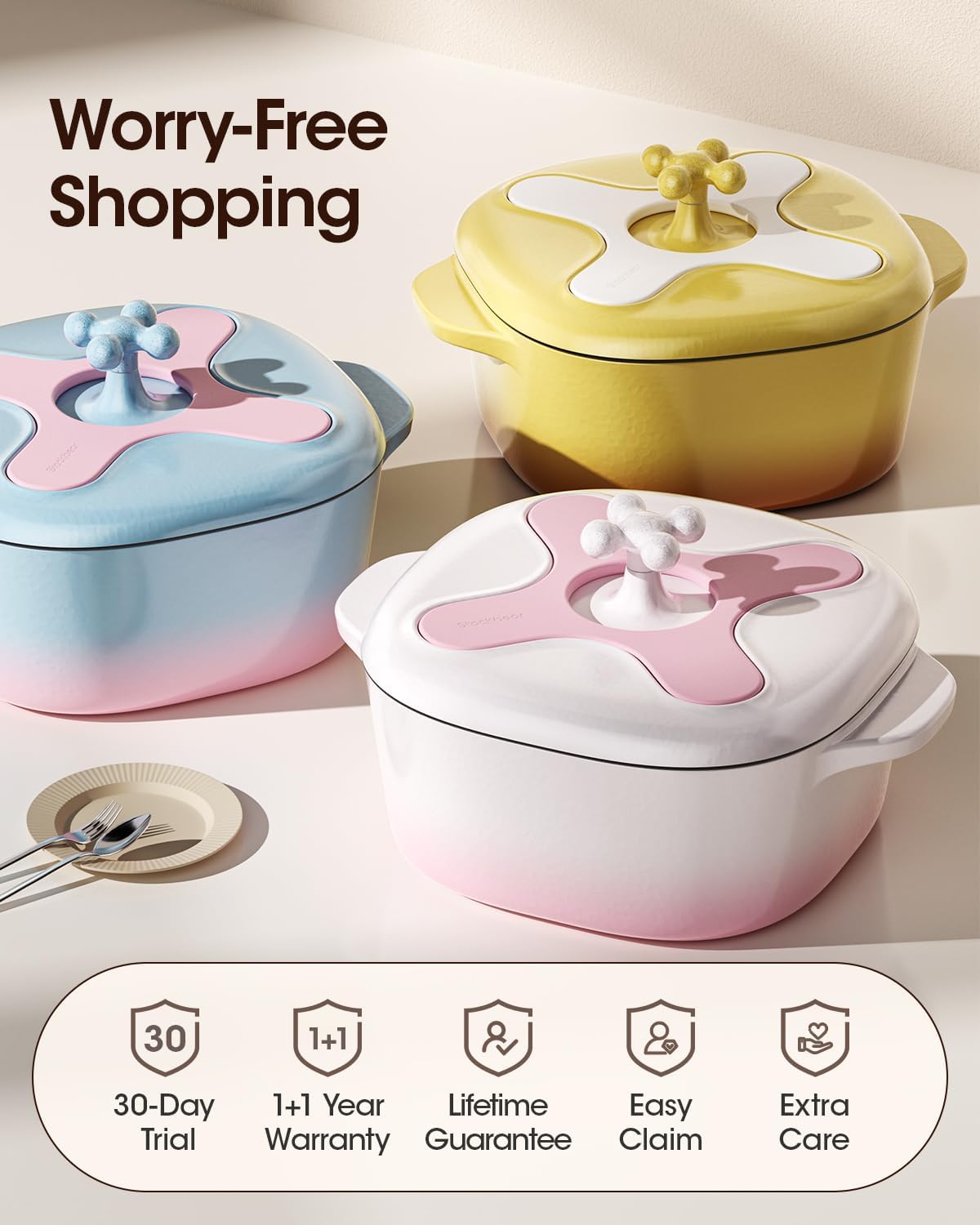 5 Quart Enameled Cast Iron Dutch Oven Pot with Lid – Premium Durability & Oven Safe – Heavy Duty Cookware Perfect for Bread Baking, Stews, Braising & Roasting – Bright Yellow