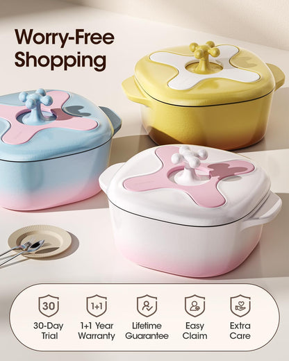 5 Quart Enameled Cast Iron Dutch Oven Pot with Lid – Premium Durability & Oven Safe – Heavy Duty Cookware Perfect for Bread Baking, Stews, Braising & Roasting – Bright Yellow