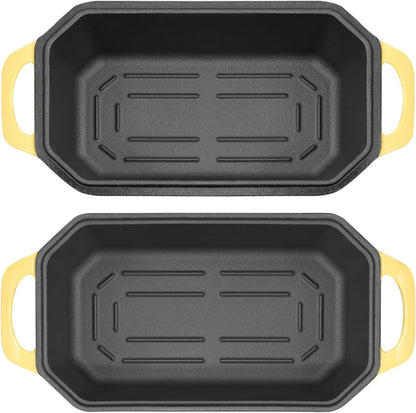 Bread Pan Cast Iron Loaf Pan with Lid Bread Loaf Pan 8.5x4.5 Inch Loaf Pan Enameled Cast Iron Sourdough Loaf Pan, Yellow