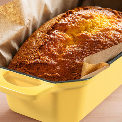 Bread Pan Cast Iron Loaf Pan with Lid Bread Loaf Pan 8.5x4.5 Inch Loaf Pan Enameled Cast Iron Sourdough Loaf Pan, Yellow
