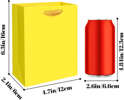 10PCS Bright Yellow Mini Gift Bags with Tissue Paper Handles 6.3"x4.7"x2.4" Small Size Present Party Favor Bags（ Tissue Paper ）