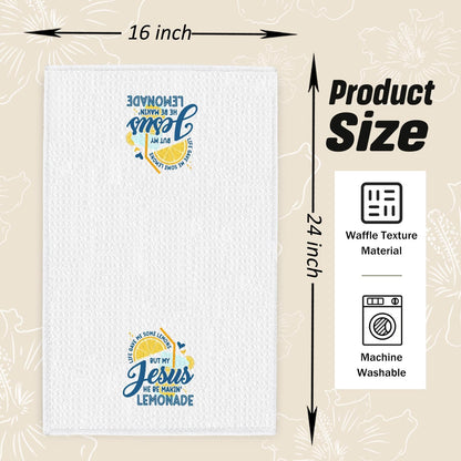 Christian Jesus Lemon Kitchen Dish Towels, Lemon Gifts for Women, Yellow and Blue Summer Lemonade Hand Tea Towels for Kitchen Bathroom Decor, 16x24 Inch