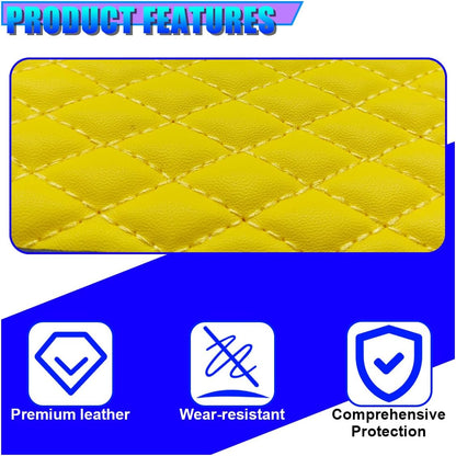 Bling Car Center Console Mat, PU Leather Armrest Cushion, Yellow | Rhinestone Crown Auto Armrest Box Pad, Waterproof Armrest Protector, Universal Bling Car Interior Accessories for Women Men