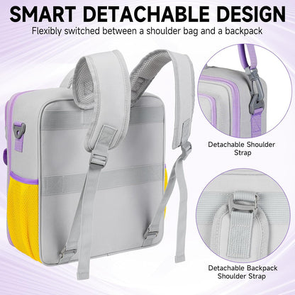Zipper Binder 3 Ring 3 Inch with Shoulder Strap, Large Binder Backpack with Zipper Fits 13 Inch Laptop for College Office Travel, 700 Sheets Capacity,Gray&Yellow