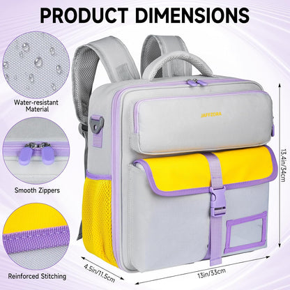 Zipper Binder 3 Ring 3 Inch with Shoulder Strap, Large Binder Backpack with Zipper Fits 13 Inch Laptop for College Office Travel, 700 Sheets Capacity,Gray&Yellow