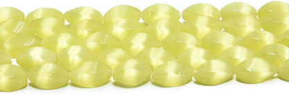 22pcs 8x16mm Yellow Cat's Eye Twisted Oval Stone Loose Gemstone Beads Semi-Precious Craft Supplies for DIY Jewelry Making