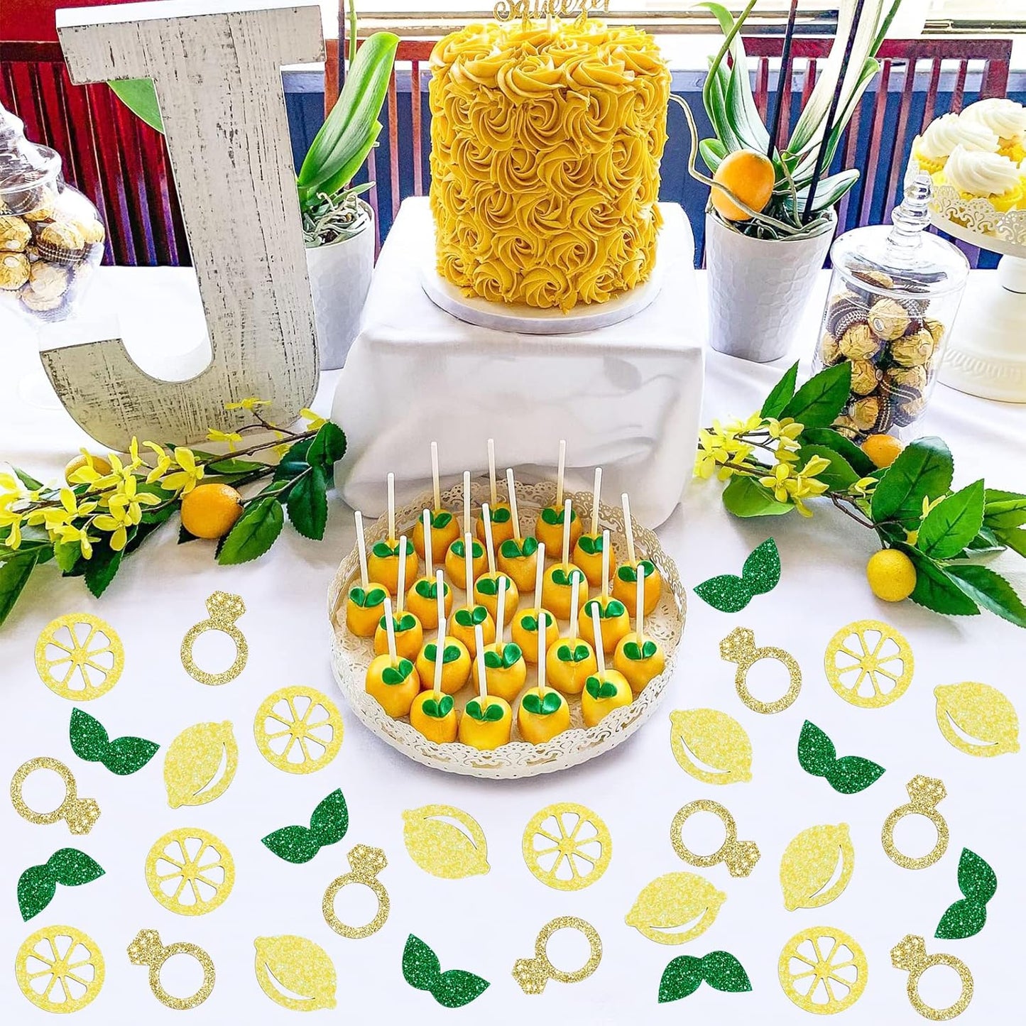 200pcs Lemon Table Confetti Glitter for She Found Her Main Squeeze Lemon Bridal Shower Decorations Bachelorette Party Wedding Engagement Supplies