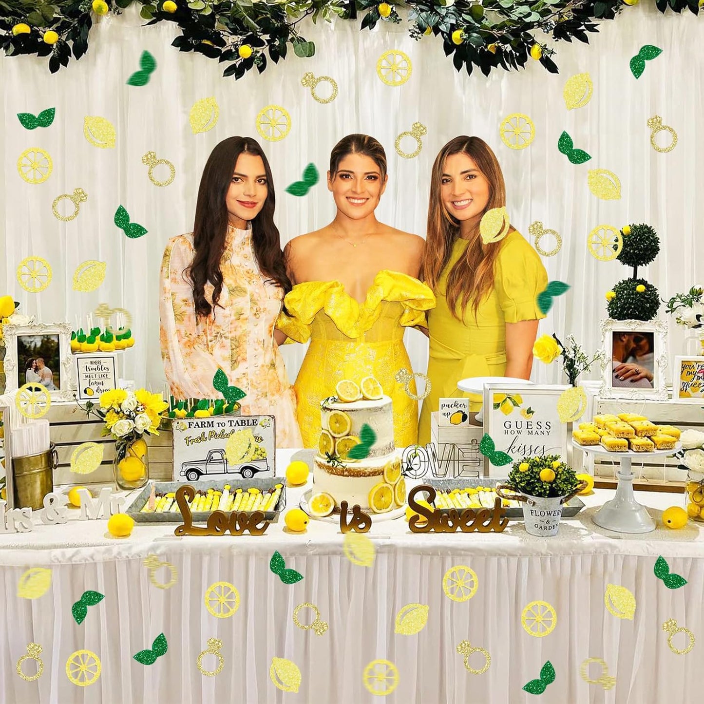 200pcs Lemon Table Confetti Glitter for She Found Her Main Squeeze Lemon Bridal Shower Decorations Bachelorette Party Wedding Engagement Supplies