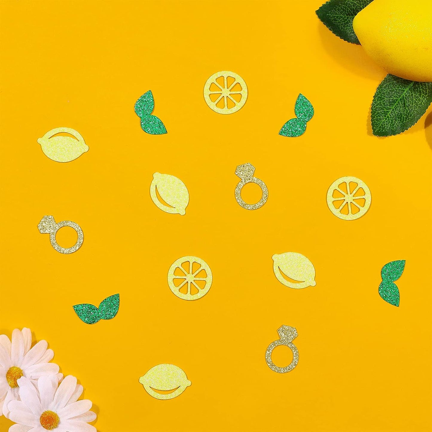 200pcs Lemon Table Confetti Glitter for She Found Her Main Squeeze Lemon Bridal Shower Decorations Bachelorette Party Wedding Engagement Supplies