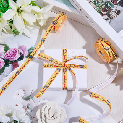 10 Yards 3/8 Inch Back to School Ribbons Grosgrain Ribbons Yellow Bus Thin Term Begins Cute Cars Teacher Striped Trims for DIY Crafts Bow Sewing Gift Wrapping Birthday Party Decoration