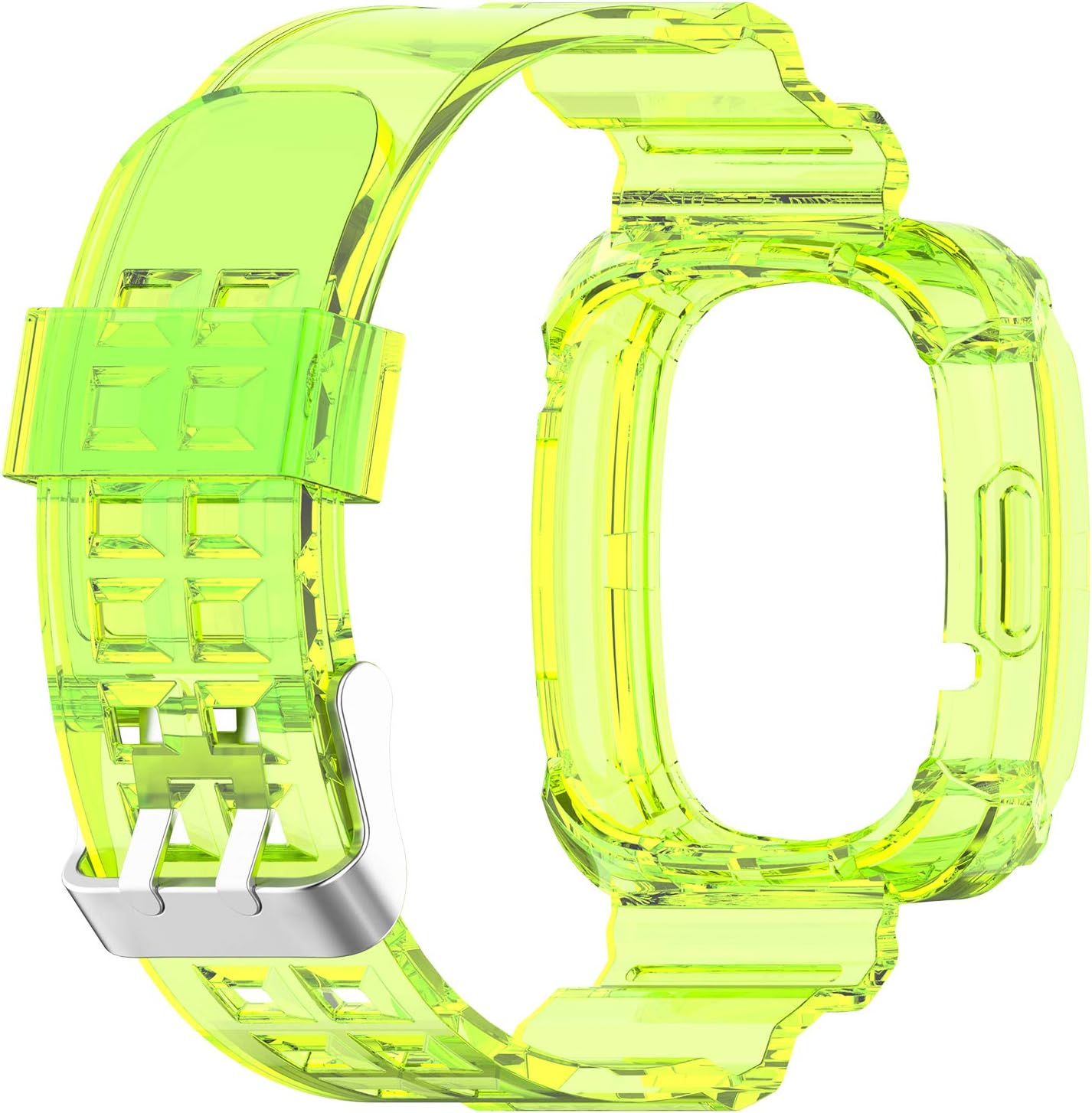 Compatible with Fitbit Versa 3/ Fitbit Sense Bands with Case, Clear Bumper Protective Case Replacement Wristbands Band Bracelet Accessories Straps for Fitbit Sense/Versa 3 Smartwatch (Yellow)