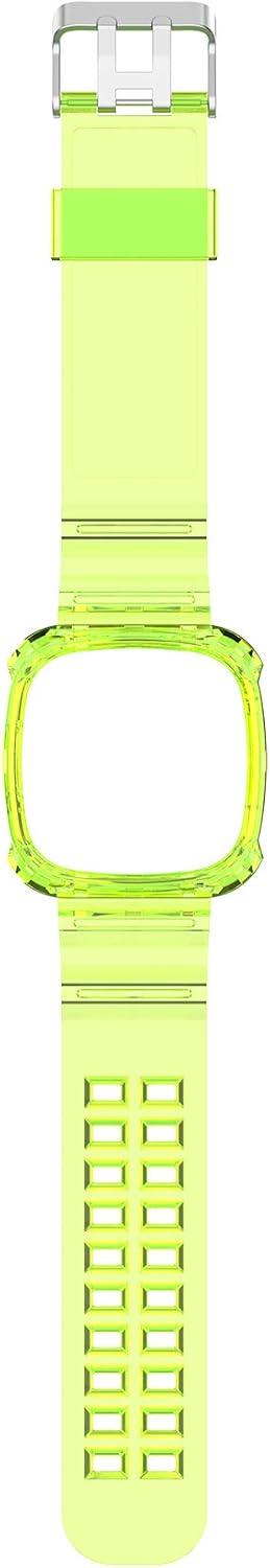 Compatible with Fitbit Versa 3/ Fitbit Sense Bands with Case, Clear Bumper Protective Case Replacement Wristbands Band Bracelet Accessories Straps for Fitbit Sense/Versa 3 Smartwatch (Yellow)