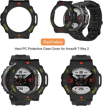 Band with Case for Amazfit T-Rex 2 Watch, Hard PC Protective Bumper Cover Replacement Silicone Watch Strap for Amazfit T Rex 2 Smartwatch Accessory