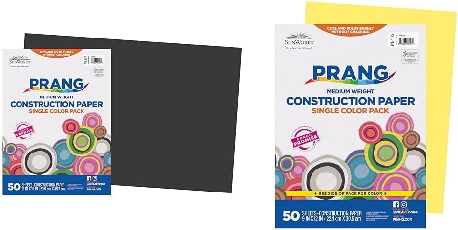 (Formerly SunWorks) Construction Paper, Yellow, 12" x 18", 50 Sheets