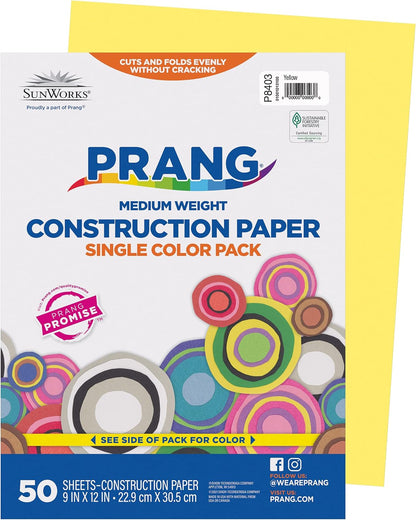 (Formerly SunWorks) Construction Paper, Yellow, 12" x 18", 50 Sheets