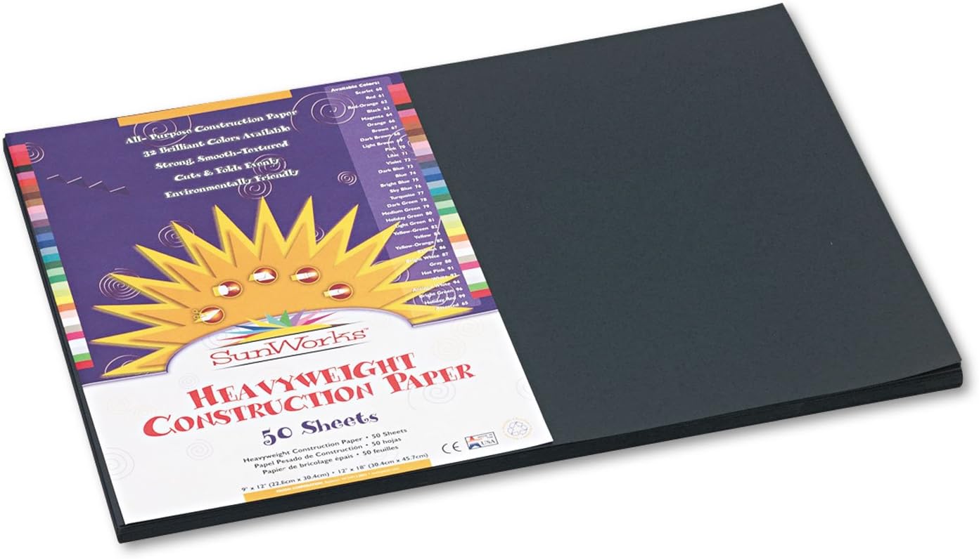 (Formerly SunWorks) Construction Paper, Yellow, 12" x 18", 50 Sheets