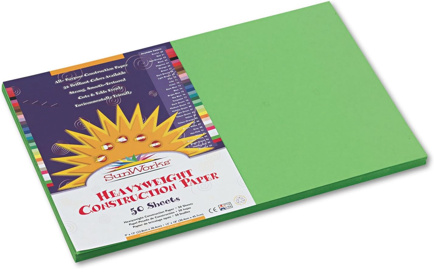 (Formerly SunWorks) Construction Paper, Yellow, 12" x 18", 50 Sheets