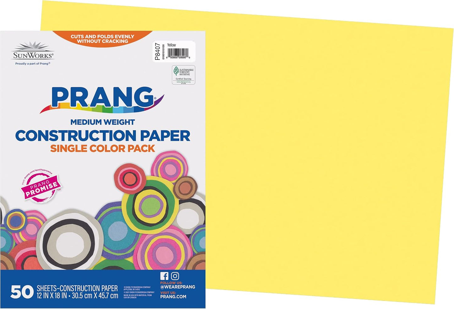 (Formerly SunWorks) Construction Paper, Yellow, 12" x 18", 50 Sheets